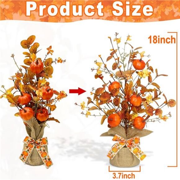 2 Pack & Timer - Lighted Fall Tree Tabletop Fall Decor with 30 LED - Picture 3 of 7